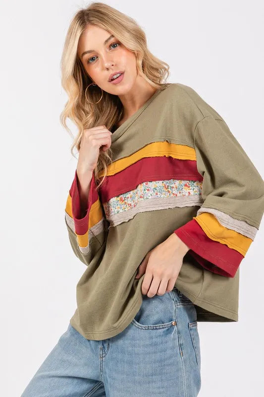 SAGE + FIG French Terry Color Block T-Shirt - Brittney MADE