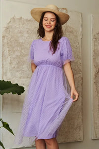 Davi & Dani Mesh Puff Short Sleeve Midi Dress - Brittney MADE