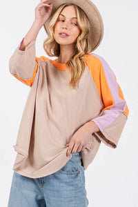 SAGE + FIG Color Block Curved Hem T-Shirt - Brittney MADE