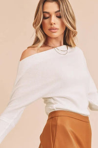 Aemi + Co One Shoulder Long Sleeve Knit Top - Brittney MADE