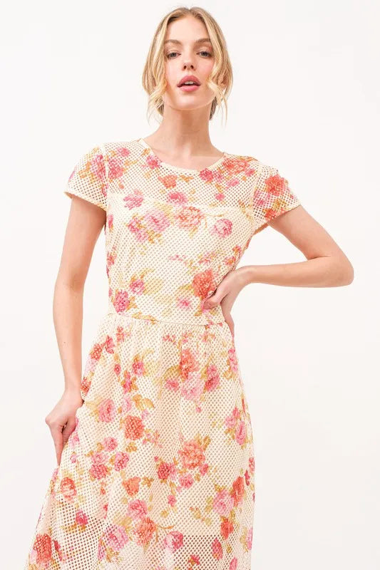 And The Why Fish-Net Floral Printed Midi Dress - Brittney MADE