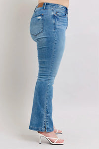 Judy Blue HW Tummy Control Vintage Wash Side Slit Slim Boot Jeans - Brittney MADE