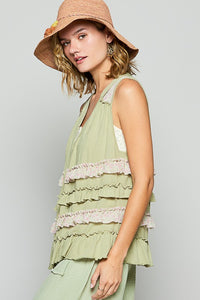 POL Ruffled Open Front Sleeveless Cardigan - Brittney MADE