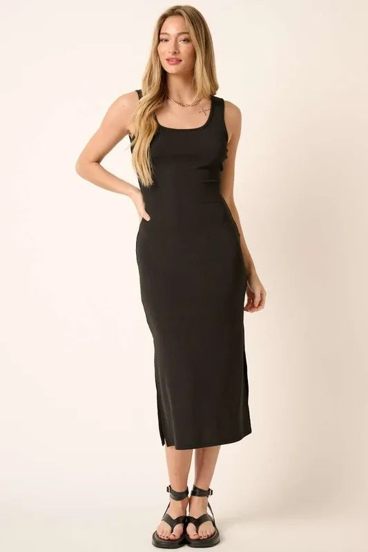 Mittoshop Side Slit Wide Strap Midi Tank Dress - Brittney MADE