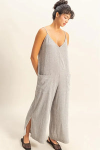 HYFVE Striped V-Neck Sleeveless Jumpsuit - Brittney MADE
