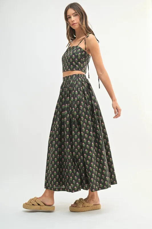 MABLE Floral Crop Top and Skirt Set - Brittney MADE