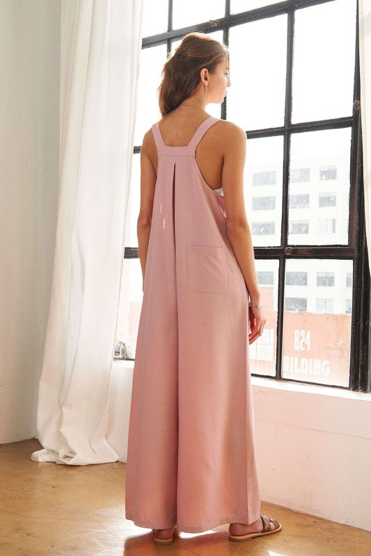 ADORA Square Neck Wide Leg Overalls with Pockets - Brittney MADE