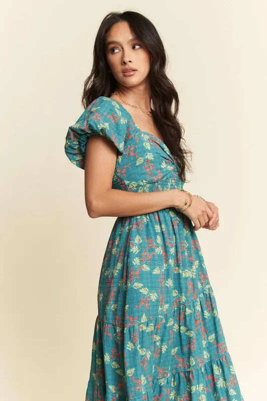 Davi & Dani Lightweight Sweetheart Neck Textured Tiered Maxi Dress - Brittney MADE