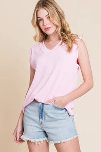 BOMBOM Rib Knit V-Neck Tank - Brittney MADE