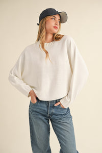 Mable Round Neck Dolman Sleeve Cropped Sweater - Brittney MADE