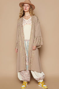 POL Flower Lace Trim Open Front Longline Cardigan - Brittney MADE