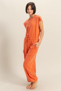 HYFVE Back Keyhole Round Neck Cap Sleeve Drawstring Jumpsuit - Brittney MADE