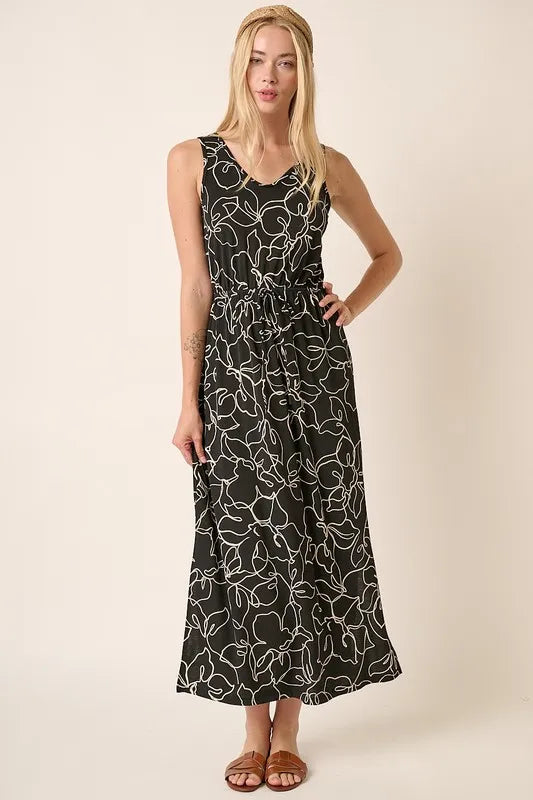 Mittoshop Side Slit Flower Print V-Neck Sleeveless Dress - Brittney MADE