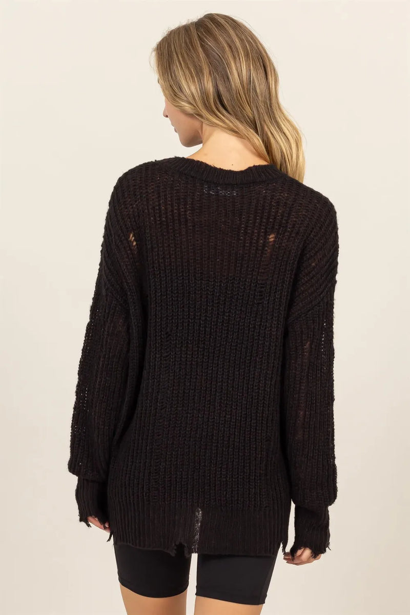 HYFVE Distressed Long Sleeve Knit Top - Brittney MADE