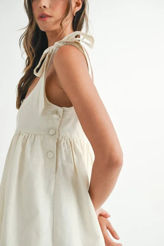 MABLE Zig Zag Embroidered Shoulder Tie Mini Dress - Brittney MADE