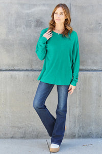 Double Take Full Size Round Neck Long Sleeve T-Shirt - Brittney MADE