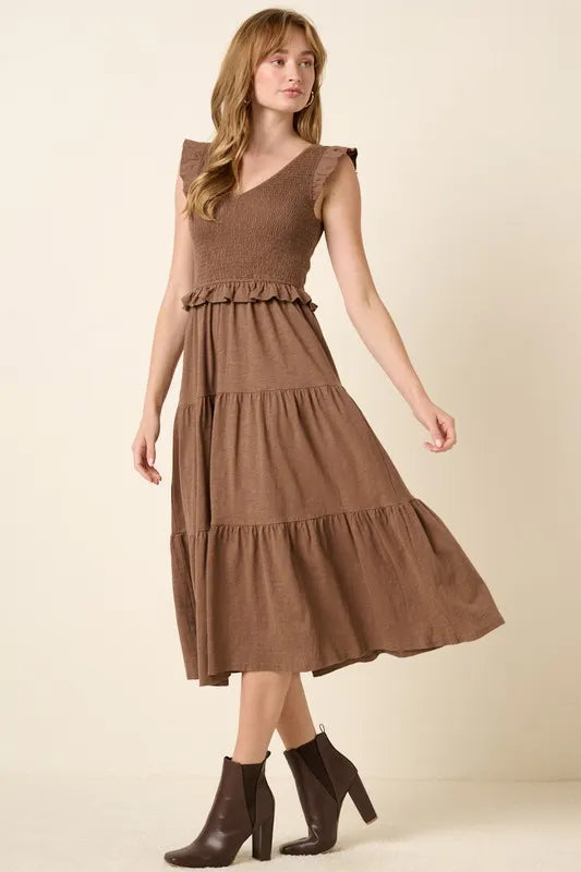 Mittoshop Smocked Ruffled Tiered Midi Dress - Brittney MADE