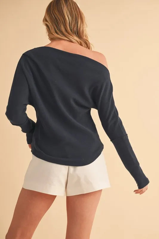 Aemi + Co One Shoulder Long Sleeve Knit Top - Brittney MADE