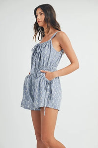 MABLE Floral Embroidered Button Down Romper - Brittney MADE