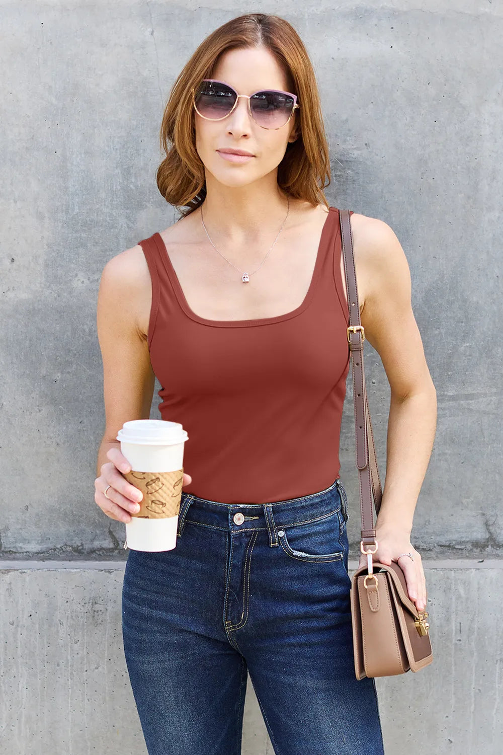 Basic Bae Full Size Square Neck Wide Strap Tank - Brittney MADE