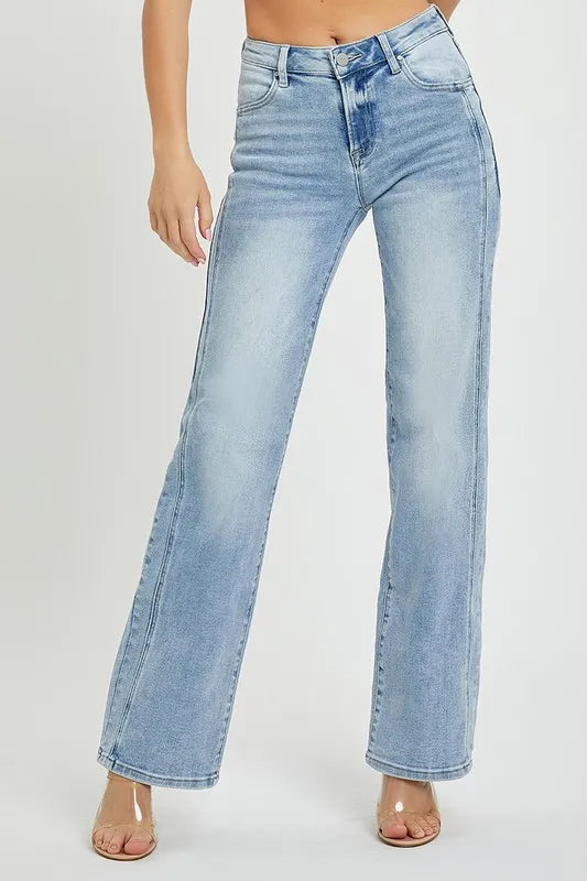 RISEN Plus Size Mid Rise Straight Jeans - Brittney MADE