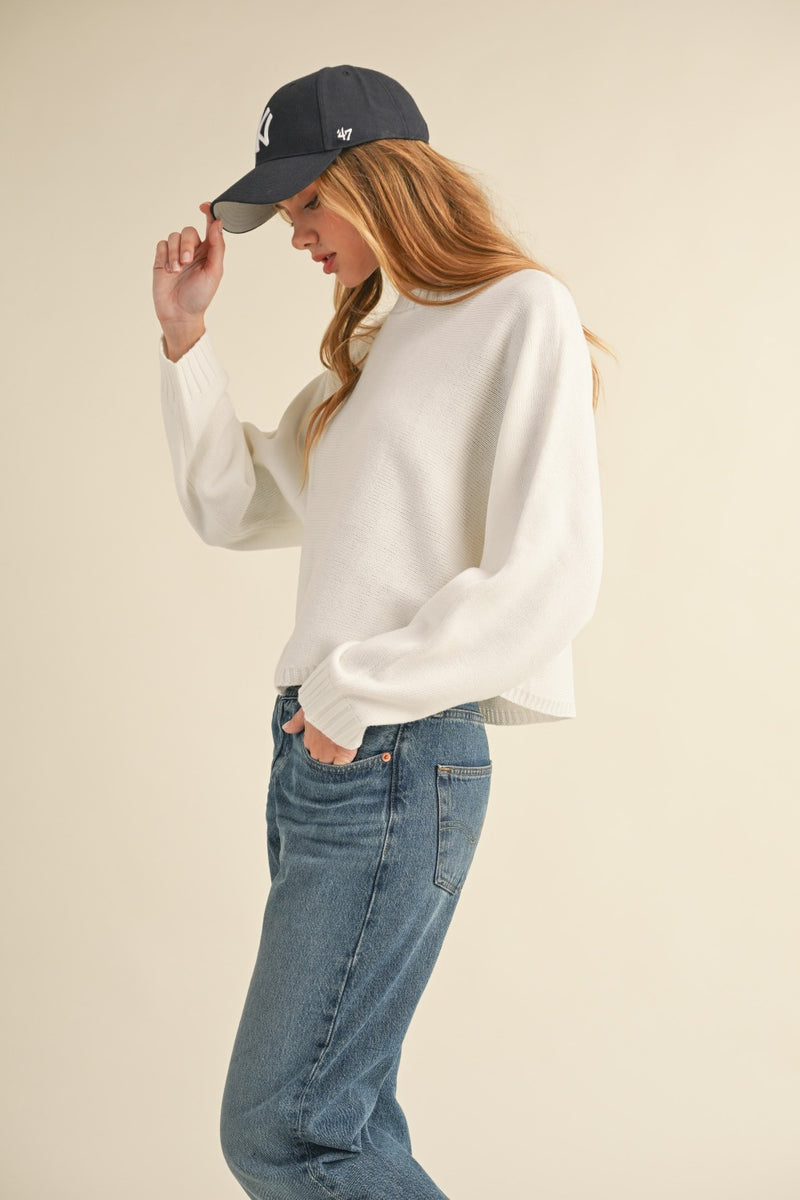 Mable Round Neck Dolman Sleeve Cropped Sweater - Brittney MADE