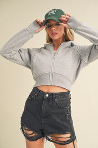 Aemi + Co Zip Up Raglan Sleeve Cropped Hoodie - Brittney MADE