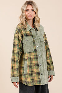 Mittoshop Plaid Button Down Drop Shoulder Jacket - Brittney MADE
