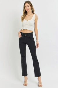 RISEN Full Size High Rise Wide Waistband Ankle Bootcut Jeans - Brittney MADE