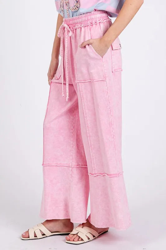 SAGE + FIG Mineral Washed Terry Wide Leg Pants - Brittney MADE