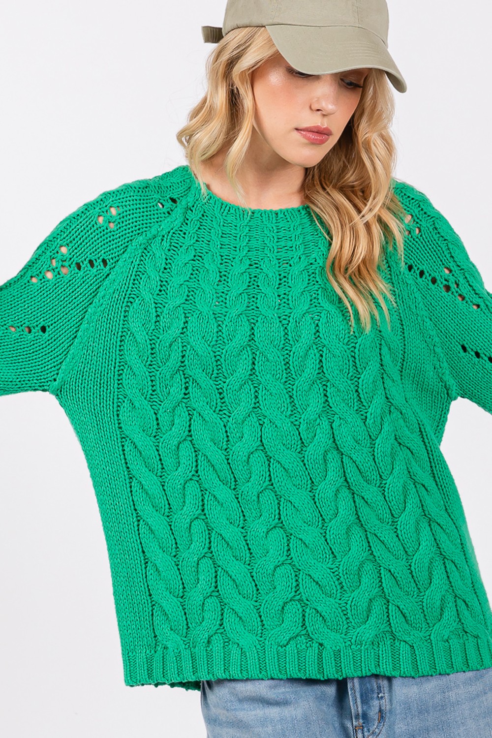 SAGE + FIG Cable-Knit Long Sleeve Sweater - Brittney MADE