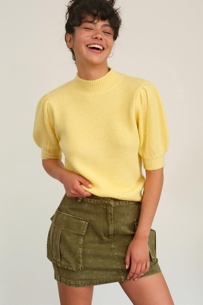 HYFVE Mock Neck Puff Sleeve Sweater - Brittney MADE