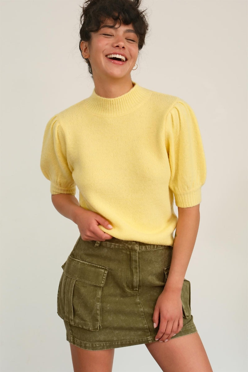 HYFVE Mock Neck Puff Sleeve Sweater - Brittney MADE