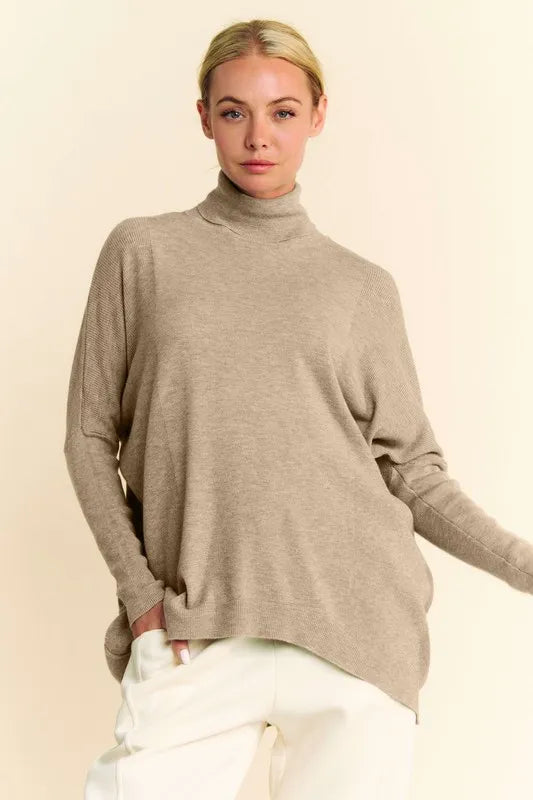 Davi & Dani Turtleneck Long Sleeve Knit Top - Brittney MADE