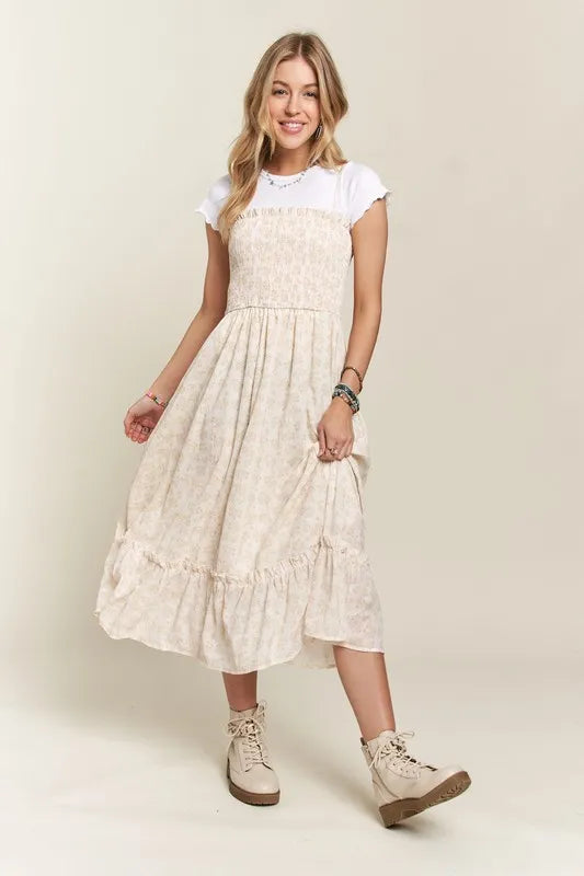 ADORA Smocked Floral Ruffled Hem Cami Dress - Brittney MADE