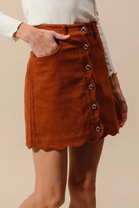 SO ME Scallop Buttoned Front Corduroy Mini Skirt - Brittney MADE