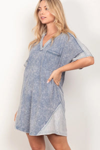 VERY J Short Sleeve V-Neck Tee Dress - Brittney MADE