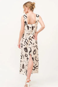 And The Why Square Neck Abstract Printed Maxi Dress - Brittney MADE