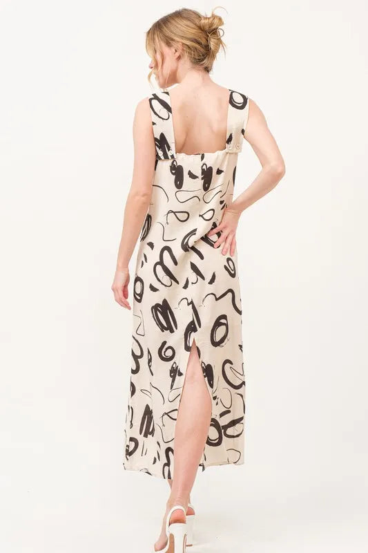 And The Why Square Neck Abstract Printed Maxi Dress - Brittney MADE