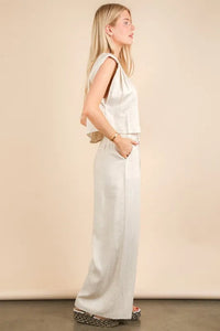 VERY J Solid Woven Top & Pants Set - Brittney MADE
