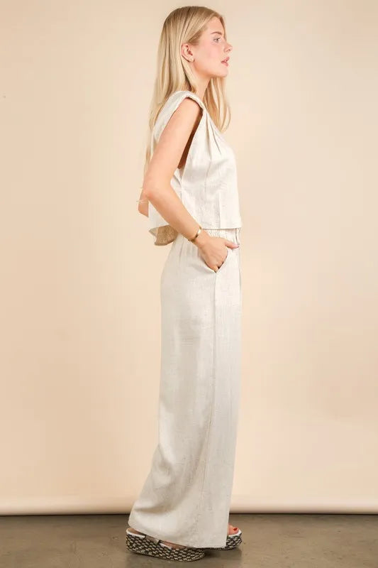 VERY J Solid Woven Top & Pants Set - Brittney MADE