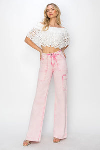 RISEN Full Size High Rise Cargo Pocket Jeans - Brittney MADE