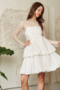 Davi & Dani Checker Print Side Pockets Textured Mini Dress - Brittney MADE