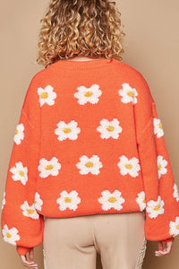 POL Daisy Pattern Drop Shoulder Sweater - Brittney MADE
