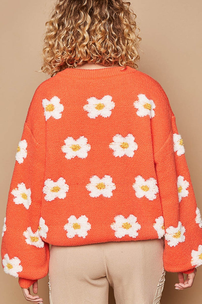 POL Daisy Pattern Drop Shoulder Sweater - Brittney MADE
