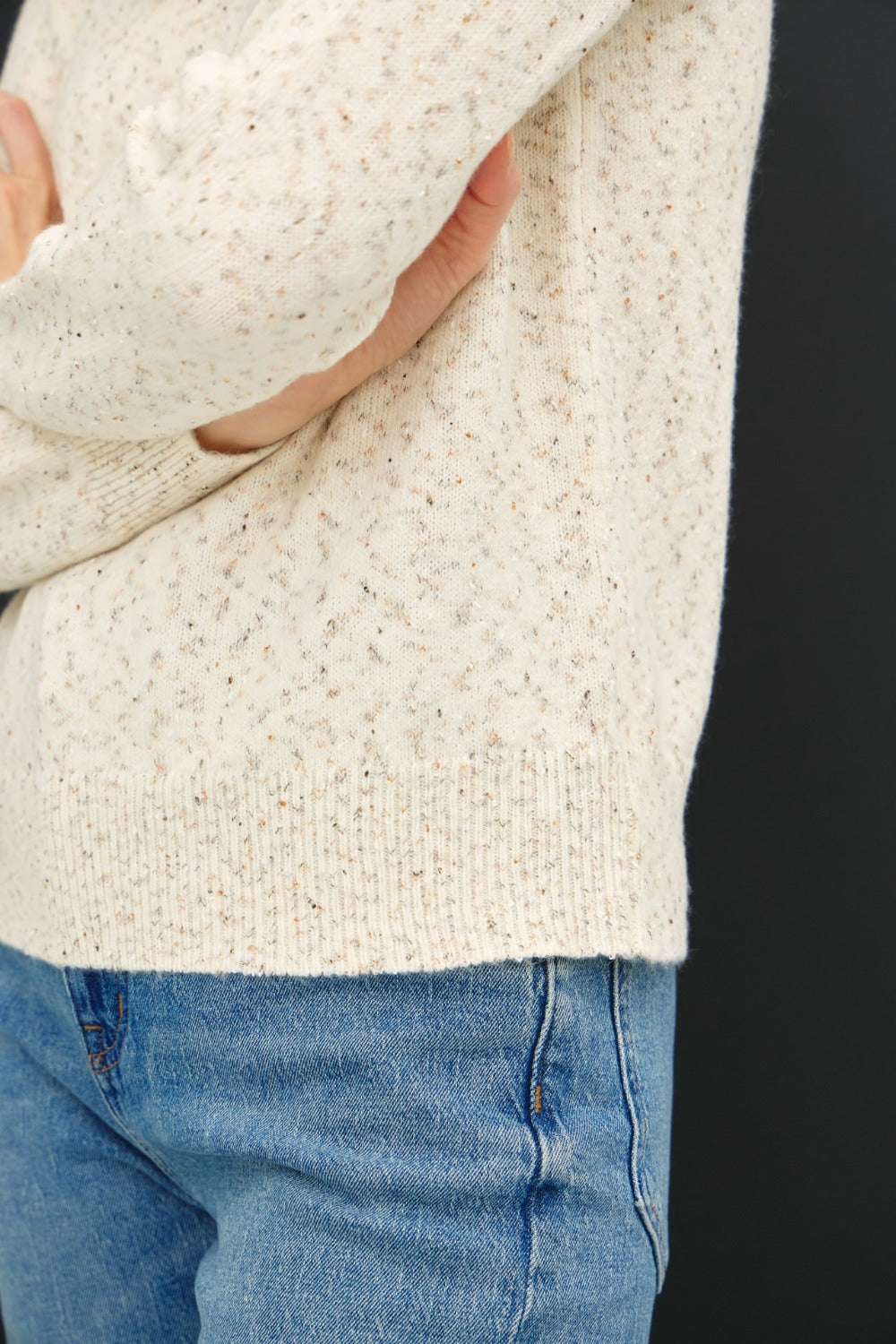 Be Cool Heathered Round Neck Long Sleeve Sweater - Brittney MADE