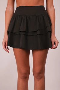 VERY J Riffled Tiered Layers Activewear Skirt with Shorts - Brittney MADE