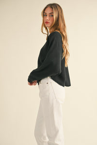 Mable Round Neck Dolman Sleeve Cropped Sweater - Brittney MADE