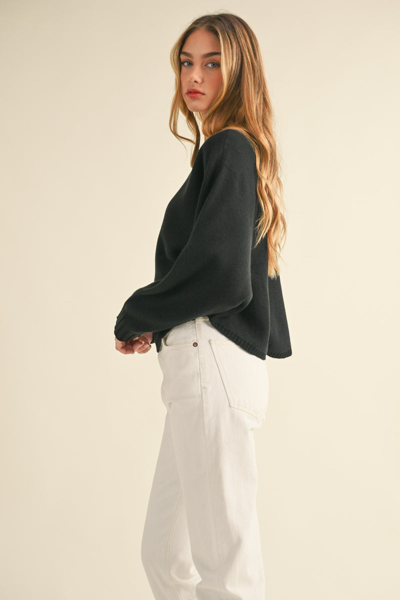 Mable Round Neck Dolman Sleeve Cropped Sweater - Brittney MADE