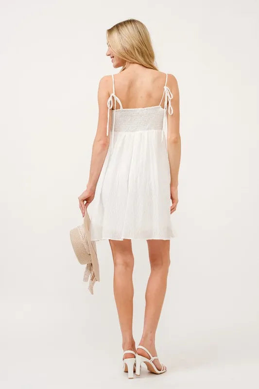 And The Why Ruched Front Smocked Back Babydoll Mini Dress - Brittney MADE